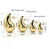 Boucles d'Oreilles Dupes Boucles d'Oreilles Légères Gouttes d'Eau Creuses Créoles Ouvertes Hypoallergéniques Plaqué Or Bijoux de Mode