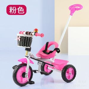 Children's Tricycle With Basket And Push Handle For 2 To 4 Years Old Indoor Outdoor Use Blue Color <b>Plastic</b> <b>Wheels</b> - Product Image 3