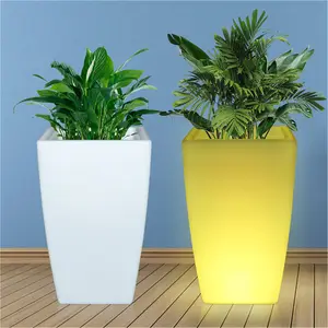 solar charging illuminated large Led Luminous Plant Pots/outdoor solar charging glow plastic led light flower pots planters