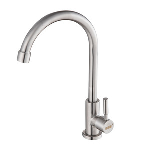 Robinet d'évier en acier inoxydable, monocommande, à poser sur le plan, design minimaliste, installation facile, acier inoxydable 304, noyau en laiton - Product Image 1