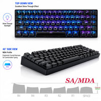 Fynmi Crystal Transparent 25% Black Blank MDA Keycaps Shine Through ANSI/ISO Layout 122 Keys Full Size Keycaps