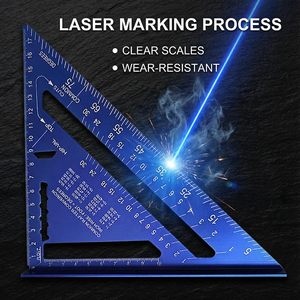 <span class=keywords><strong>Équerre</strong></span> de charpentier triangulaire en aluminium de 7 pouces avec marquages gravés au laser, outil léger et renforcé pour le travail du bois - Product Image 5