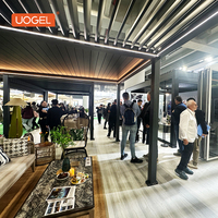 Gazebo de Jardín de Aluminio Bioclimático con Iluminación LED Ambiental, Impermeable, Ecológico, Estructura para Terraza o Patio Trasero, Romántico para Parejas