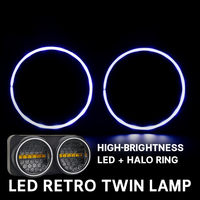 Lumière de scène LED à double œil accrocheuse avec faisceau lumineux intense, halo RVB vibrant, lentille en nid d'abeille, contrôle du son RDM pour les événements et les clubs