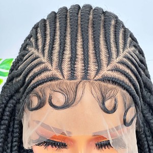 Parrucca Trasparente con <span class=keywords><strong>Trecce</strong></span> Box Senza Nodi da 36 Pollici, Capelli Sintetici Giapponesi, <span class=keywords><strong>Trecce</strong></span> Lunghe, Attaccatura Naturale, Senza Colla, Nera - Product Image 5