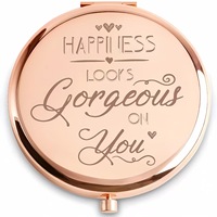 Miroir de poche de maquillage pliable en métal portable de voyage avec logo personnalisé petit miroir cosmétique grossissant personnalisé pour femmes filles