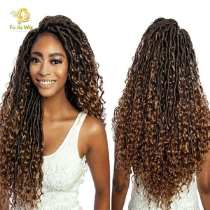 Parrucca Dreadlock Africana con Trecce Ricci all'Uncinetto, Capelli Sintetici da <span class=keywords><strong>Donna</strong></span>, 18 Pollici, 24 Trecce, Capelli Lunghi Ricci Senza Pizzo - Product Image 1