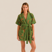 Robe de plage en coton jacquard Softextiles, peignoir court confortable en tissu éponge, kimono respirant pour la piscine, vente en gros