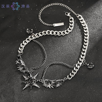 Pendentif étoile à six branches double couche en cristal, chaîne en acier inoxydable, ailes pour hommes, style punk hip hop, accessoires inaltérables pour femmes