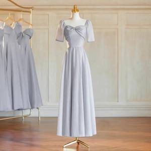 הגעה חדשה צבע אפור סאטן שושבינה שמלות כלה עבור שמלת שושבינה שמלת שושבינה - Product Image 5