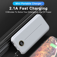Cargador ultra portátil Basics de 10000mAh con pantalla digital LED, batería externa delgada para cargar iPhone, Samsung y iPad