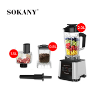 Blender Sokany High Speed Stainless Steel 6000W BARDEFU 3 in 1 9525 Motor Tembaga Murni Komersial Pemanas