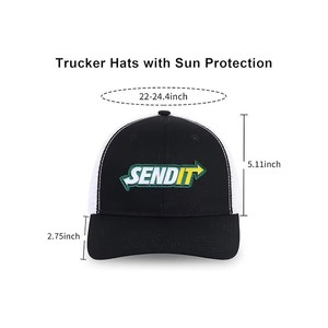 Personalizado personalizado hombres negro bordado sombrero de fábrica al por mayor deporte 6 paneles transpirable camionero sombrero - Product Image 5