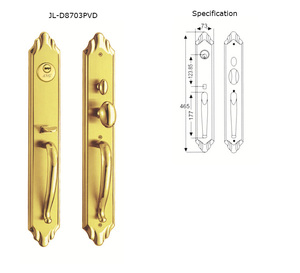 Nouvelle <span class=keywords><strong>serrure</strong></span> <span class=keywords><strong>de</strong></span> <span class=keywords><strong>porte</strong></span> <span class=keywords><strong>coulissante</strong></span> <span class=keywords><strong>de</strong></span> luxe en cuivre à double puce à tirage unique en or 24 carats américaine pour portail <span class=keywords><strong>de</strong></span> villa - Product Image 5