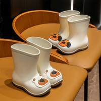 Bottes de pluie en PVC pour garçons, légères, imperméables, à tube moyen, chaussures d'eau pour enfants de maternelle, rouge