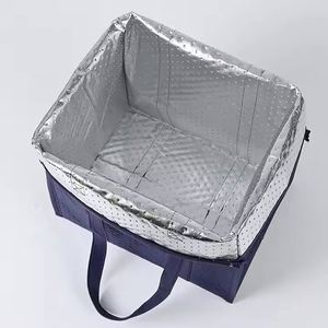 Non Woven Custom Eco <b>Disposable</b> Takeaway Cooler Package Tote Bum Bags Wiht <b>Aluminum</b> <b>Foil</b> Insulated Thermal Soft Handle Lunch Bag - Product Image 3