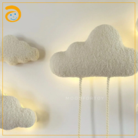 Ensemble de décoration murale neutre pour chambre de bébé, lumières LED nuages moelleux avec échelle en corde et ornement ours en peluche pour chambre d'enfant