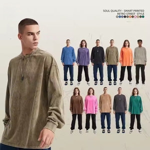 Camiseta de manga larga informal holgada para hombre, nuevo diseño Batik con 10 colores, Jersey de invierno sólido lavado para otoño para Look Brand - Product Image 5