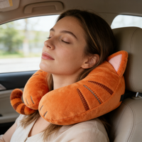 Repose-tête en mousse à mémoire de forme en forme de chat orange 36x26x10CM – Support polyvalent pour le cou, idéal pour canapé, lit et lecture