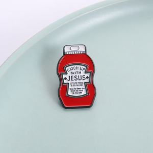 Pin Enamel Ketchup CATCH JESUS Grosir, Pin Buah Yesus, Iman Kristen, Lencana Ransel, Perhiasan, Hadiah - Product Image 3