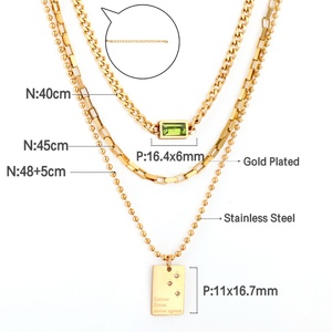 Collar de Moda para Mujer con Colgante de Corazón y Mariposa de Doble Capa, Chapado en Oro, de Acero Inoxidable - Product Image 6