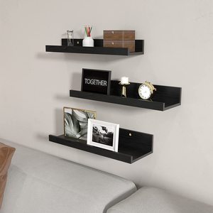 Estantes Flotantes de Madera Negra, Diseño Moderno, Estante de Pared para Almacenamiento de Libros, para Oficina en Casa y Sala de Estar, Color Personalizable - Product Image 2