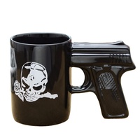 Grosir Logo Kustom Murah Pistol Spoof Kreatif Dalam Bentuk Cangkir Mug Teh Keramik Kopi untuk Hadiah