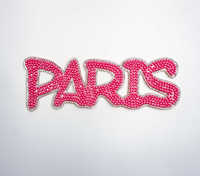 Échantillon Gratuit DIY de Noël, Vente en Gros Usine, Patchs en Cristal, Appliques Strass, Lettre Rose Paris, Design Personnalisé