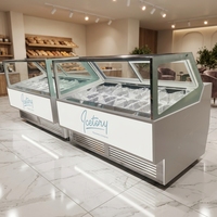 Vitrine Réfrigérée Commerciale pour Crèmes Glacées, 18 Étagères, Refroidissement par Air, Dégivrage Automatique, pour Supermarché