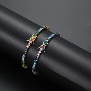 3MM Color Tennis Chain <b>Bracelet</b>, Single Row Hip Hop Necklace <b>Bracelet</b> Tanjing Fashion Lijing Necklace - Product Image 5