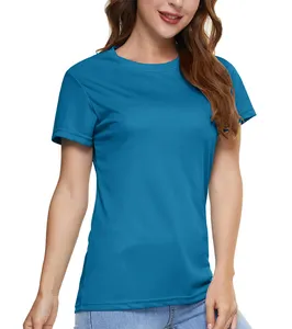 Garments Wholesale Summer Polyester Women's T-shirts,Women Clothing T-shirt Short Sleeve,Plain Tee Gym Sports Running Tops OEM