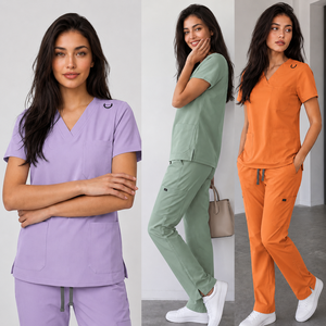 Ensemble de tenues médicales unies personnalisées pour femmes, respirantes, extensibles, avec élastique, pour infirmières et médecins, vente en gros - Product Image 4