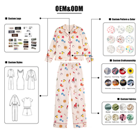 Ensemble de pyjama thermique en satin Hongbo pour femmes, longueur intégrale, tissu personnalisé, imprimé par un designer, vêtements de nuit