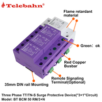 Dispositifs de protection contre les surtensions 220V/380V/255V 50kA 10/350μs AC 3P+N T1+T2 SPD pour système triphasé TT/TN-S