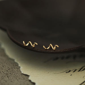14K Gold Spring Twirl Stud Earring, Super Dainty, Mini Minimal, kj158 - Product Image 3