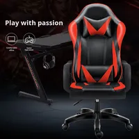 Chaise de Gaming E-Sports en Cuir Ergonomique avec Accoudoirs Pivotants Rembourrés en Mousse, Design Moderne et Simple pour Dortoir et Maison 618