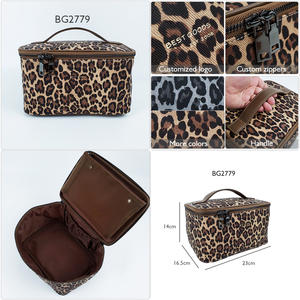 Sac à cosmétiques en similicuir PU de luxe à imprimé léopard, pochette à cosmétiques, vente en gros, personnalisation, faible MOQ, cadeau d'entreprise, sac à maquillage, estampage à chaud doré - Product Image 4