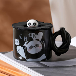 Tasse en céramique Panda mignon avec couvercle écologique <span class=keywords><strong>Internet</strong></span> célébrité Couple tasse petit déjeuner eau cadeau tasse <span class=keywords><strong>pour</strong></span> filles comprend cuillère accessoire - Product Image 6