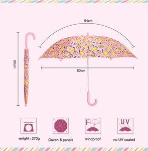 Good quality children umbrella ROHS certificate safety material for kids kids umbrella with cute lemon design - Product Image 2