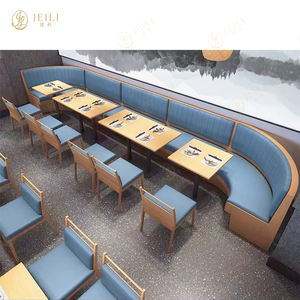 आधुनिक रेस्तरां टेबल और कुर्सियां चमड़े के बूथ सोफा फर्नीचर कॉफी कैफे की दुकान बार लकड़ी बूथ सीट परियोजना - Product Image 5