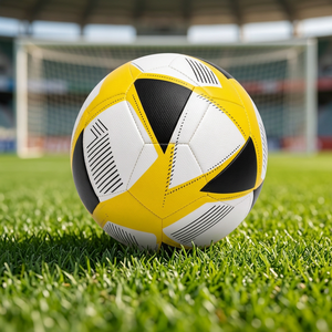 Ballon de football de qualité supérieure, marque privée, blanc, jaune, noir, entraînement professionnel, durable, emballage gonflé 0.4-0.45 - Product Image 2