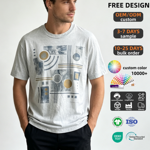 Nouvelle Arrivée T-shirt Homme Gris Respirant Doux de Haute Qualité à Motif Artistique Abstrait Vintage Coupe Oversize pour l'Été Quotidien Hip Hop - Product Image 1