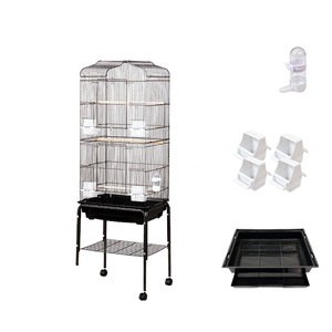 Cage à oiseaux robuste en fer avec roues mobiles, grande volière d'élevage <span class=keywords><strong>sur</strong></span> <span class=keywords><strong>pied</strong></span> pour perroquets, pigeons, ménagères, avec revêtement en poudre - Product Image 5