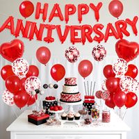 Kit de Décoration Anniversaire Noir Blanc Or – Bannière Joyeux Anniversaire, Ballons Cœur en Latex et Aluminium pour Célébration de Mariage, Événement Surprise, Nuit Romantique