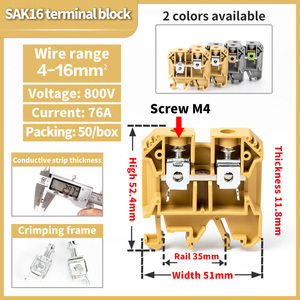 <span class=keywords><strong>SAK</strong></span>/JXB-16N terminale del connettore di blocco di rame terminale filo e cavo combinazione vite di collegamento - Product Image 3