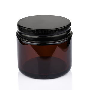 Pots cosmétiques à face droite <span class=keywords><strong>4</strong></span> oz 8oz Bougie ronde à paroi épaisse faisant du beurre corporel Pots en verre ambré - Product Image 1