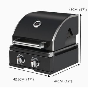 Prix direct d'usine Gril à <span class=keywords><strong>gaz</strong></span> à 2 brûleurs Acier inoxydable 304 Titane noir Prix direct d'usine Look moderne pour les fêtes - Product Image 4