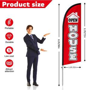 Paquete de 2 Banderas de Plumas de Aluminio para Eventos, 8 Pies, Kit de Mástil y Estaca para Tierra, para Publicidad en Exteriores - Product Image 2