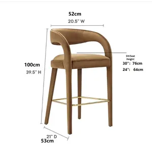 Chaise <span class=keywords><strong>de</strong></span> Bar en <span class=keywords><strong>bois</strong></span> massif <span class=keywords><strong>de</strong></span> Style nordique luxe lumière maison salon salle à manger chaise avec dossier Simple concepteur haut tabouret <span class=keywords><strong>de</strong></span> Bar - Product Image 4