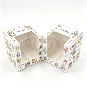 Caja de regalo cuadrada de papel transparente personalizada con diseño de dibujos animados, impresión a color, embalaje rígido para juguetes y manualidades. - Product Image 1